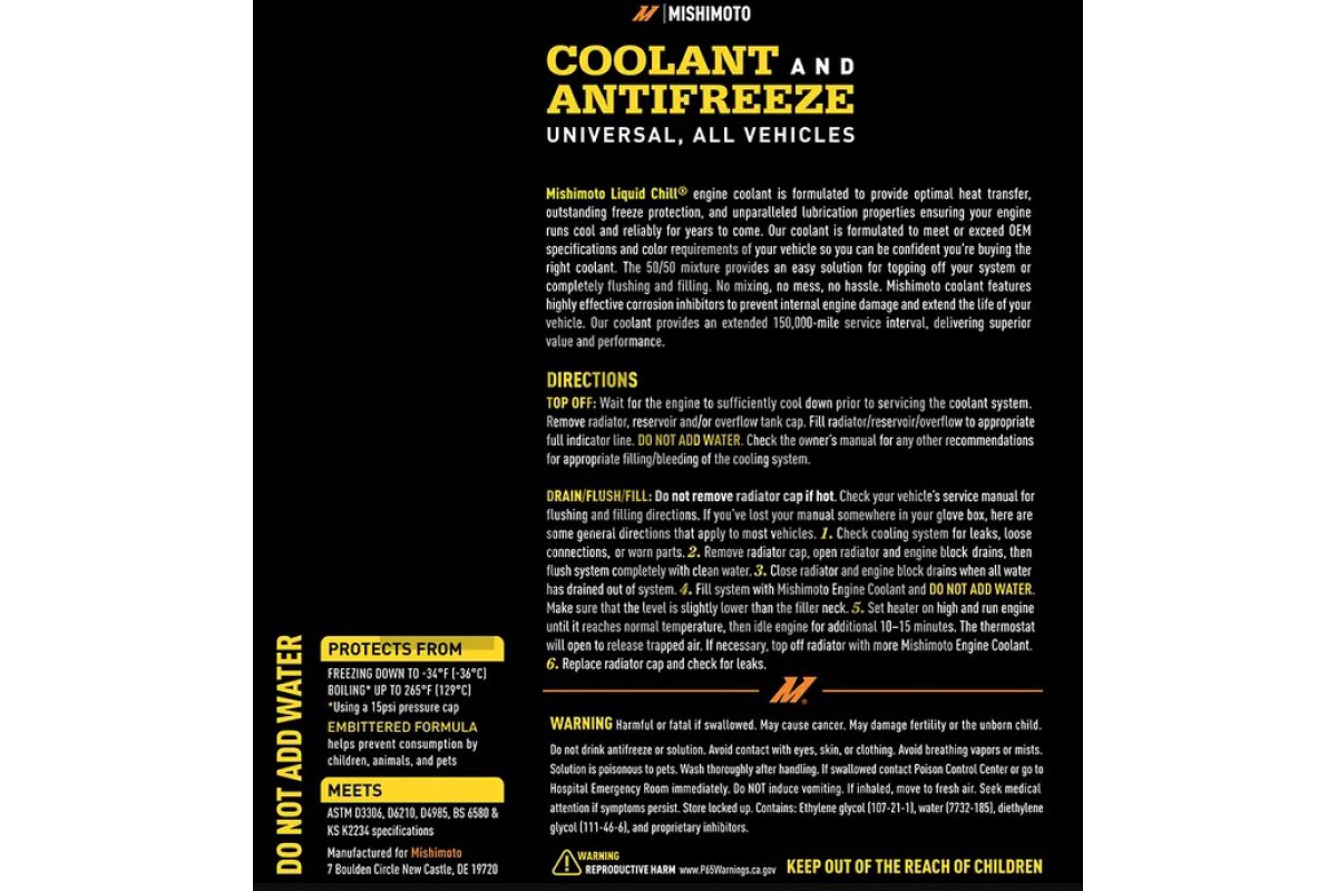 Mishimoto Chill Universal Yellow Coolant Fluid