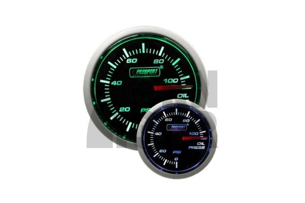 52mm Oil Pressure Gauge Green / White Prosport 